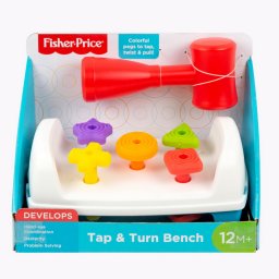 Banc de lovit Fisher-Price cu 2 fete si 5 forme colorate, 12 luni+