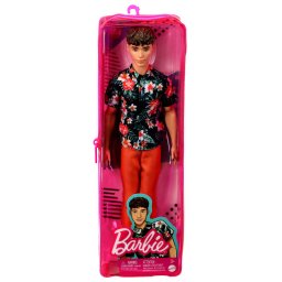 Papusa Ken Fashionistas cu camasa tropicala si pantaloni portocalii
