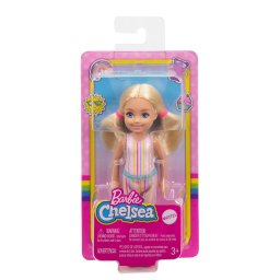 Papusa Barbie Chelsea blonda cu codite si tinuta roz pentru copii