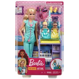 Papusa Barbie Doctor Pediatru cu bebelusi si accesorii Mattel