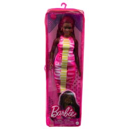 Papusa Barbie Fashionista creola cu rochita roz si adidasi albi Mattel