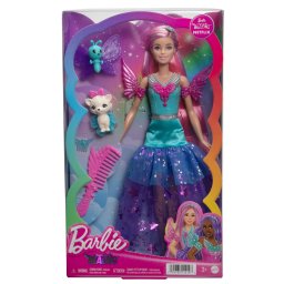 Papusa Barbie Zana cu rochie albastra si accesorii magice