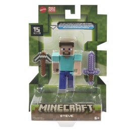 Figurina Minecraft Steve 8 cm articulata cu accesorii, Mattel