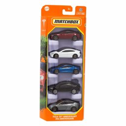 Set 5 masinute metalice Matchbox Tesla 20th Anniversary, scara 1:64