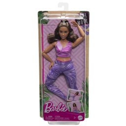 Papusa Barbie Made to Move cu par saten si top roz, 22 articulatii