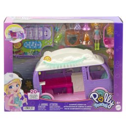 Polly Pocket Rulota Glamping cu papusa, catel si 20 accesorii