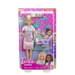 Set de joaca Barbie Dentista cu papusa blonda, pacient si accesorii