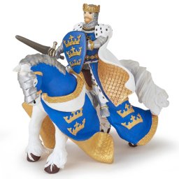 Figurina Papo Regele Arthur bleu, cavaler medieval calare