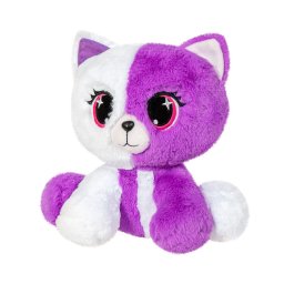 Pisicuta de plus Kitty alb si mov, 25 cm, moale si pufoasa