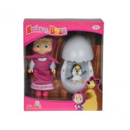 Papusa Masha cu pinguin in ou, 12 cm, figurina Simba pentru copii