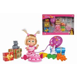 Set aniversare Masha cu papusa si accesorii tematice, 3 ani+