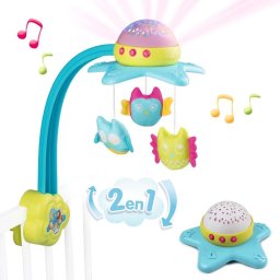 Carusel muzical 2 in 1 pentru bebelusi Smoby Cotoons cu proiector