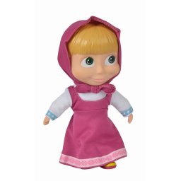 Papusa Masha 23 cm cu corp moale si hainute mov pentru fetite