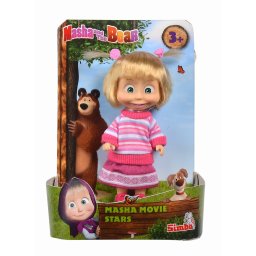Papusa Masha Star de Cinema cu pulover multicolor, 16 cm, Simba