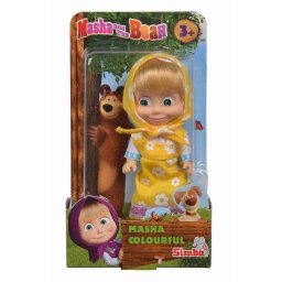 Papusa Masha in rochita galbena, 12 cm, Simba, pentru copii 3+ ani