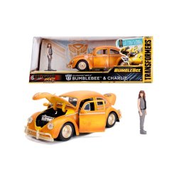 Masinuta Transformers Volkswagen Beetle Bumblebee 1:24 cu figurina
