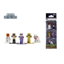 Set 5 figurine metalice Minecraft Nano Metalfigs, scara 1:65, 4 cm