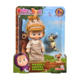 Papusa Masha cu catelus Simba, 12 cm, pentru copii peste 3 ani