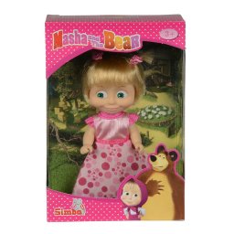 Papusica Masha 12 cm cu rochita roz cu buline, Simba