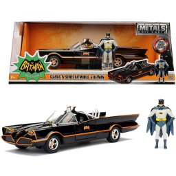 Masinuta Batmobil clasic 1966 cu figurina Batman, scara 1:24
