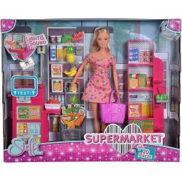 Papusa Steffi Love la supermarket cu casa de marcat si 20 accesorii