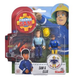 Set figurine Pompierul Sam si Ellie, articulate, 7,5 cm, cu accesorii