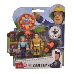 Set figurine Pompierul Sam Elvis si Penny 7,5 cm cu accesorii