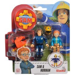 Set figurine Pompierul Sam si Norman cu accesorii, 7,5 cm, Simba