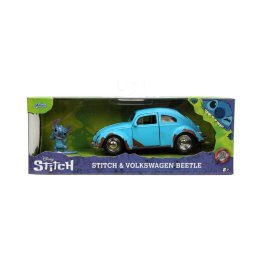 Set masinuta metalica Volkswagen Beetle 1:32 cu figurina Stitch