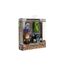 Set 4 figurine metalice Minecraft Jada, 6,5 cm, Steve Alex Creeper Warden