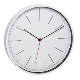 Ceas de perete analog alb, fara cifre, cu capac din sticla, 28 cm