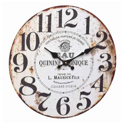 Ceas de perete vintage din MDF Quinine Tonique, analog, 33,7 cm