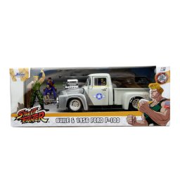 Masinuta metalica Ford F-100 1956 cu figurina Guile Street Fighter
