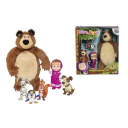 Set Masha si Ursul cu papusa, urs de plus si figurine animale