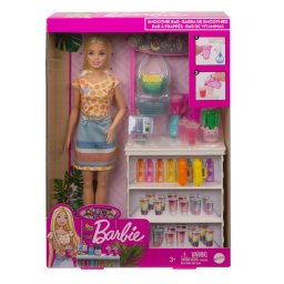 Papusa Barbie cu bar de smoothie si accesorii interactive