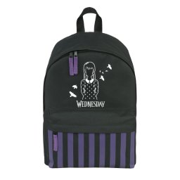 Ghiozdan Wednesday pentru fete, negru, cu buzunar frontal, 39 cm