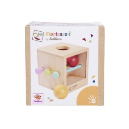 Cutie Montessori din lemn cu bile Eichhorn, jucarie educativa 1+ ani