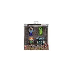 Set 4 figurine metalice Minecraft Jada, 6 cm, Steve Alex Creeper Warden