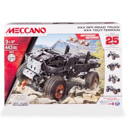 Set de constructie Meccano 4x4 motorizat, 25 modele, 443 piese