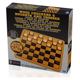 Set jocuri din lemn cu 2 fete pentru dame si X-0, 24 piese