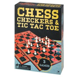 Set 3 jocuri de strategie în cutie: sah, dame si Tic Tac Toe