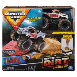 Set Monster Jam Zombie cu nisip kinetic si macheta pentru acrobatii