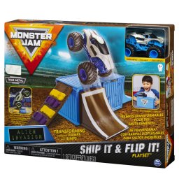 Set cascadorii Monster Jam Alien Invasion cu masina exclusiva si container