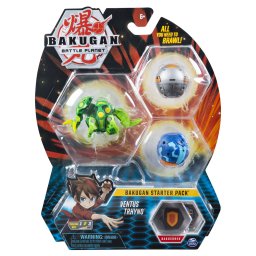 Pachet Start Bakugan Ventus Tryhno cu 3 figurine si cartonase
