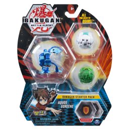 Pachet Starter Bakugan Aquos Goreene cu 3 figurine si cartonase