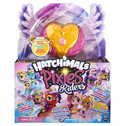 Papusa Pixie Riders cu dragon auriu si castel magic Hatchimals