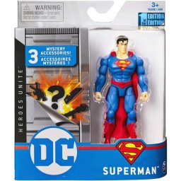 Figurina Superman 10 cm flexibila cu 3 accesorii surpriza
