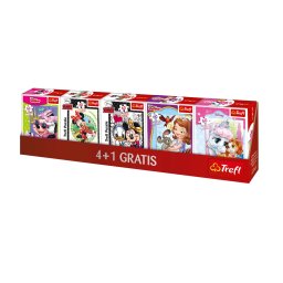 Puzzle Trefl mini 60 piese Disney pentru fete, set 4+1 gratuit