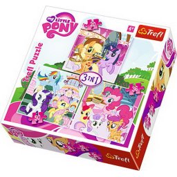 Puzzle Trefl 3 in 1 My Little Pony pentru copii 4+ ani, multicolor