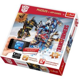 Puzzle Trefl Transformers 80 piese cu aplicatie interactiva pentru copii